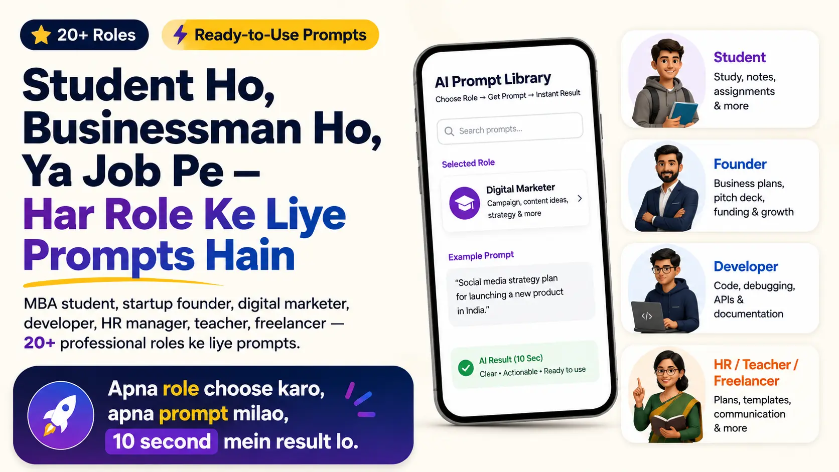 Student Ho, Businessman Ho, Ya Job Pe — Har Role Ke Liye Prompts Hain